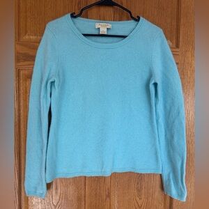 Aqua Blue Long Sleeve Cashmere Large Sweater by Peck & Peck